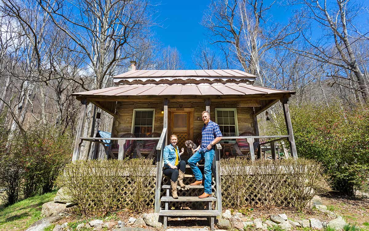 people outside the cabin