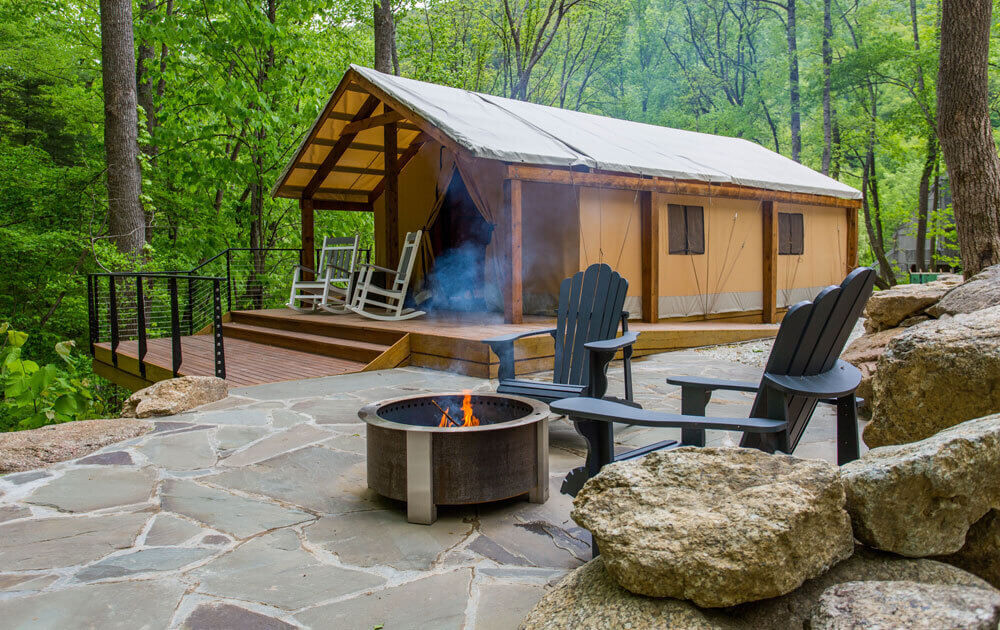 This round-up of the best camping in Virginia ends with the glamping tents at the luxurious Retreat at Crabtree Falls.